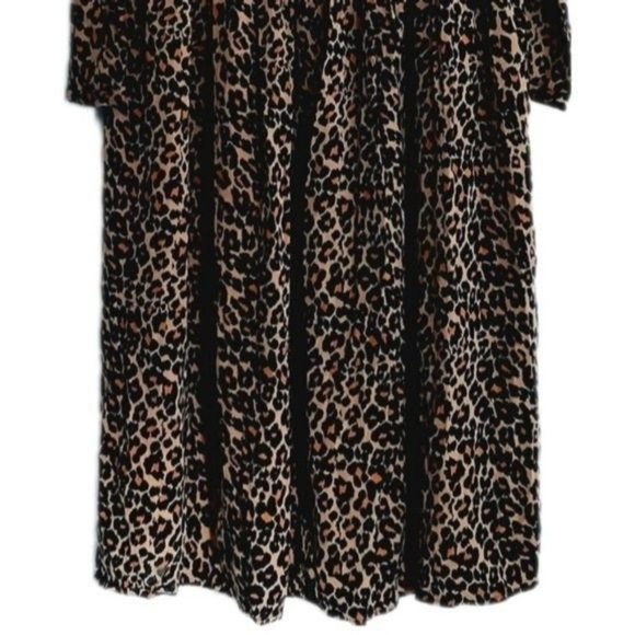 JOE FRESH Cheetah Print Long Sleeve Midi Dress Tan Black Animal Sz XS Flawed - Picture 7 of 12